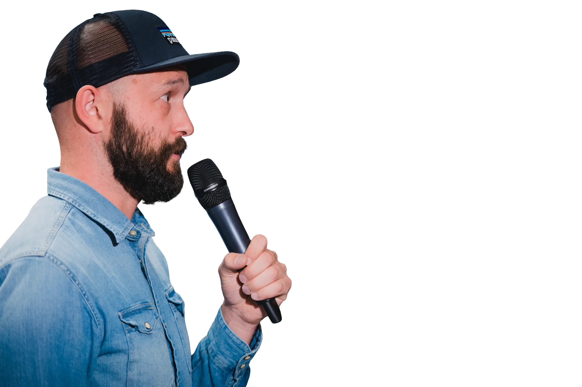 Speaker mit Mikrofon auf der Bühne der FuckUp Night